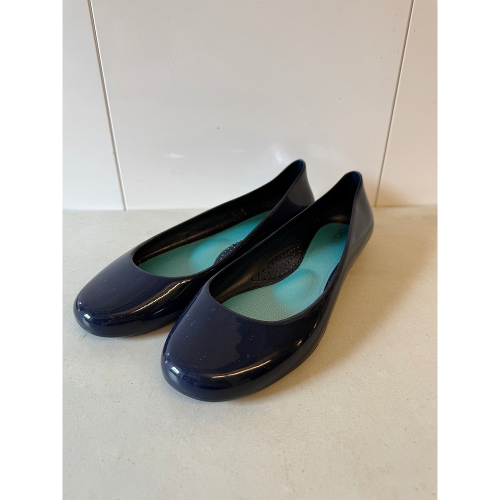 Oka-B Taylor Navy Blue Glossy Jelly Ballet Flats US 9 EU 39 Made in USA